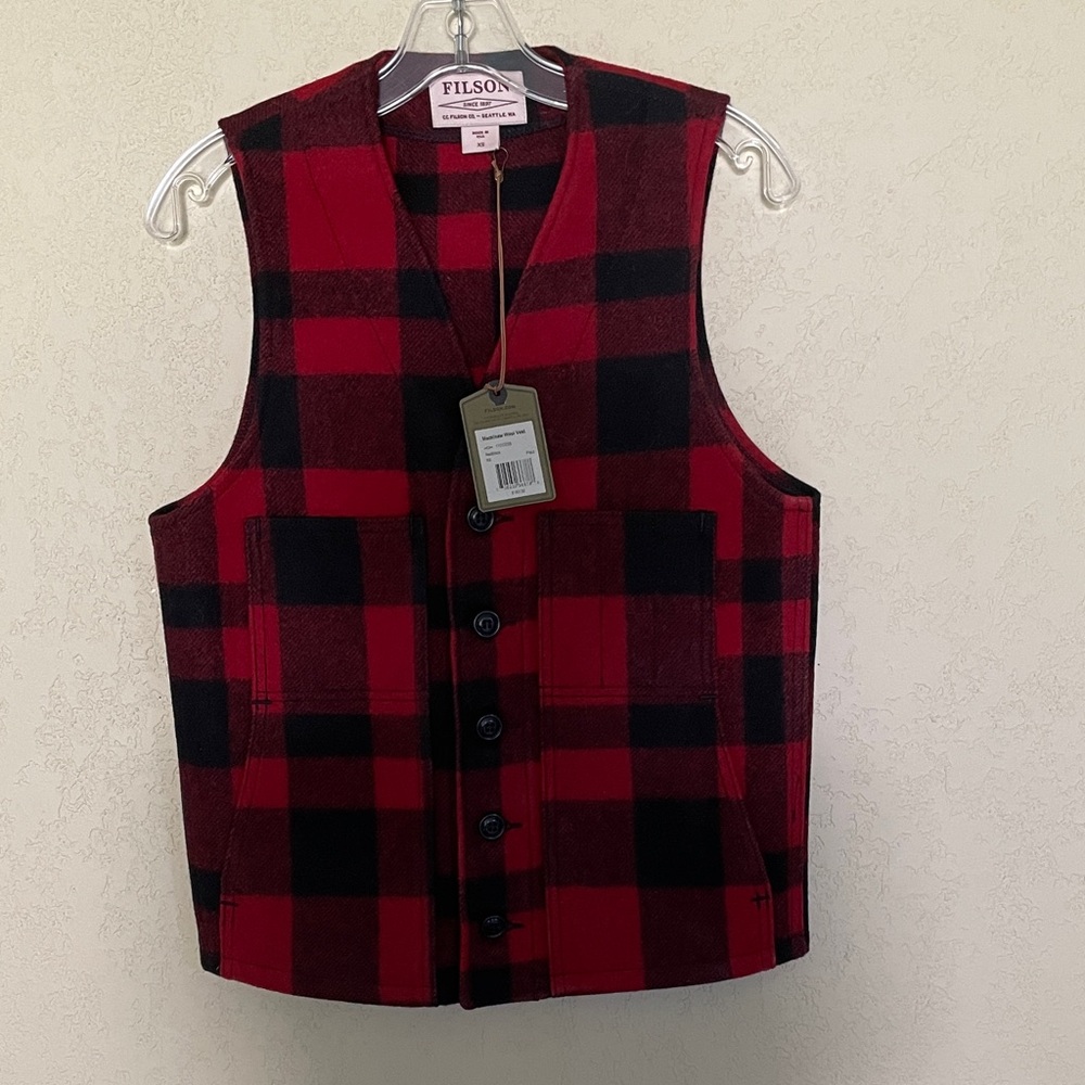 Filson NWT Vest 100% Wool  Buffalo Plaid XS